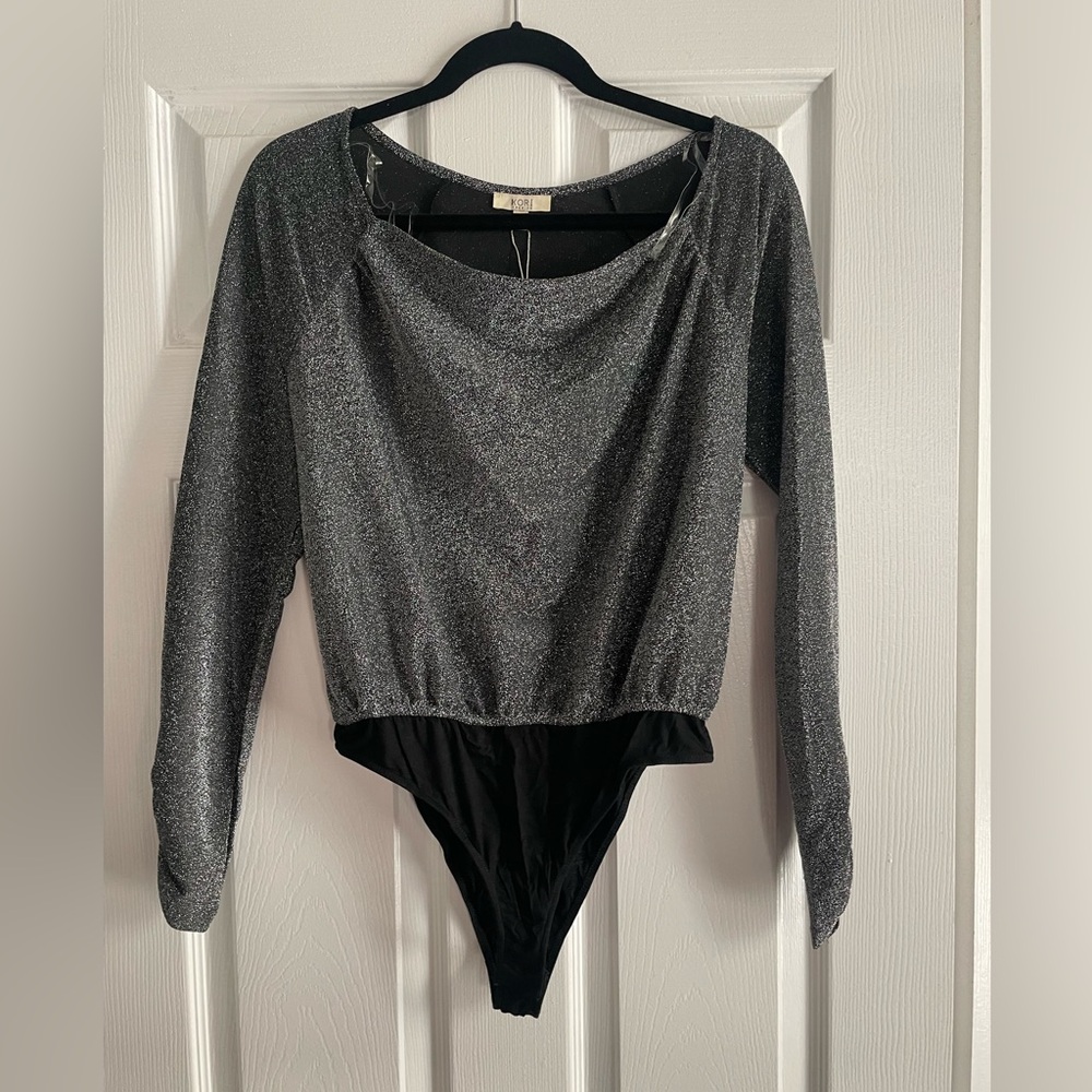 Kori America Long Sleeve Sparkly Bodysuit NWT